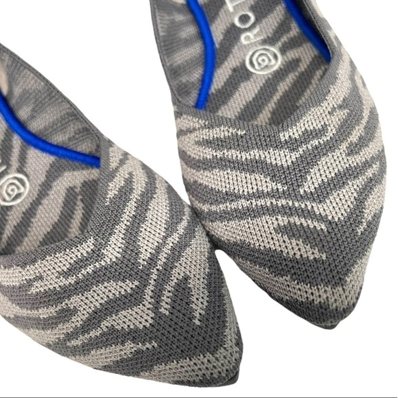 Rothy’s Gray Zebra The Point RARE Retired Flats Women’s 7.5 - Picture 4 of 16
